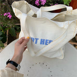 Letter Print Cotton Linen Women Canvas Shopping Bags Eco Friendly Shoulder Bag