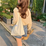Letter Print Cotton Linen Women Canvas Shopping Bags Eco Friendly Shoulder Bag