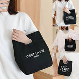 Letter Print Lunch Bag Insulated Thermal Breakfast Portable