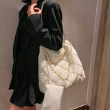Lingge Chains Large Capacity Tote Bag Quilted Nylon Down Cotton Crossbody Bag