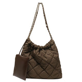 Lingge Chains Large Capacity Tote Bag Quilted Nylon Down Cotton Crossbody Bag