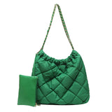 Lingge Chains Large Capacity Tote Bag Quilted Nylon Down Cotton Crossbody Bag