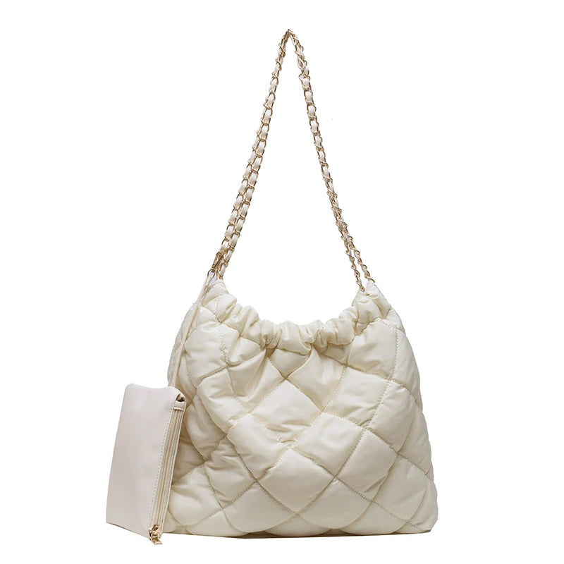 Lingge Chains Tote Bag Large Capacity Quilted Shoulder Bags