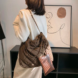 Lingge Chains Large Capacity Tote Bag Quilted Nylon Down Cotton Crossbody Bag