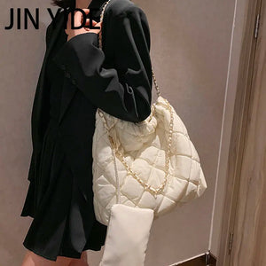 Lingge Chains Tote Bag Large Capacity Quilted Shoulder Bags