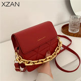 Lingge Chain Messenger Bag Women's Clutch Crossbody Bags PU Leather