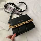 Lingge Chain Messenger Bag Women's Clutch Crossbody Bags PU Leather