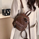 Lingge Small Backpack Girls School Bag Leather Shoulder Bags