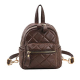 Lingge Small Backpack Girls School Bag Leather Shoulder Bags