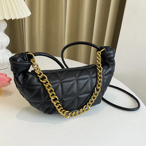 Linggn Metal Chain Shoulder Bags Women Winter Handbags Ladies Crossbody Bag