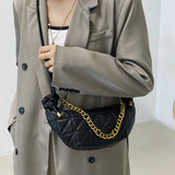 Linggn Metal Chain Shoulder Bags Women Winter Handbags Ladies Crossbody Bag