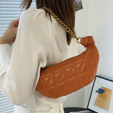 Linggn Metal Chain Shoulder Bags Women Winter Handbags Ladies Crossbody Bag