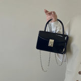 Small Square Shoulder Bag Patent Leather Chain Clutch Purse Handbag