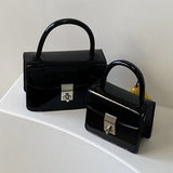 Small Square Shoulder Bag Patent Leather Chain Clutch Purse Handbag