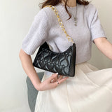 Love Heart Embossed Handbag Leather Chain Shoulder Shopping Bag