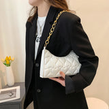 Love Heart Embossed Handbag Leather Chain Shoulder Shopping Bag