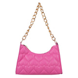 Love Heart Embossed Handbag Leather Chain Shoulder Shopping Bag
