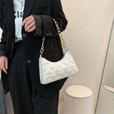 Love Heart Embossed Handbag Leather Chain Shoulder Shopping Bag