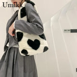 Plush Love Heart Shoulder Bag for Women Casual Daily Use