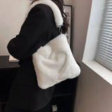 Love Shape Plush Shoulder Bag For Women Winter Handbag