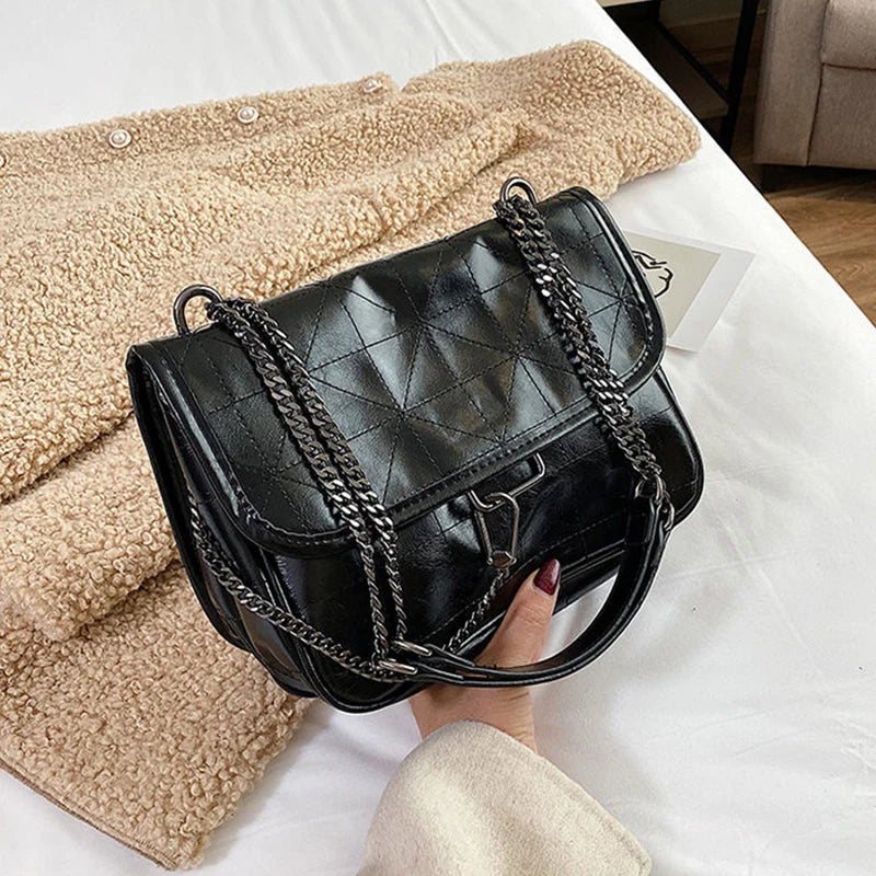 Lozenge Shoulder Bag Women Chains Armpit Bag Crossbody Solid Handbags