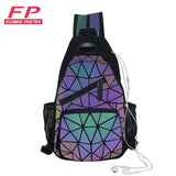 Luminous Back Pack Unisex Shoulder Bags Women School Bags Hologram Geometric Mes