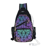 Luminous Back Pack Unisex Shoulder Bags Women School Bags Hologram Geometric Mes