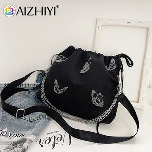 Luminous Butterfly Messenger Bag Chain Shoulder Pouch Nylon Crossbody Bag