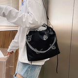 Luminous Butterfly Messenger Bag Women Drawstring Chain Shoulder Pouch