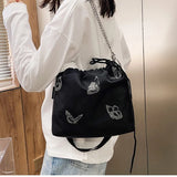 Luminous Butterfly Messenger Bag Women Drawstring Chain Shoulder Pouch