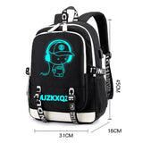 Luminous Laptop Backpack Boys School Bag Men Waterproof Travel Bagpack