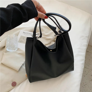 Green Leather Tote Bag For Women Large Capacity Handbag Bucket Shopper Bag