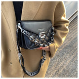 Leather Crossbody Bag Chain Shoulder Handbag for Women Casual