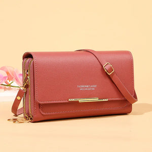Women's PU Leather Crossbody Bag Shoulder Messenger Multifunction Clutch