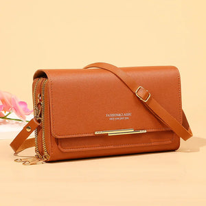 Women PU Leather Crossbody Messenger Bag Multifunction Clutch Purse