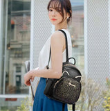 Women Soft Leather Backpack Double Zipper Shoulder Bag Small Outdoor Travel Tote