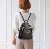 Women Soft Leather Backpack Double Zipper Shoulder Bag Small Outdoor Travel Tote