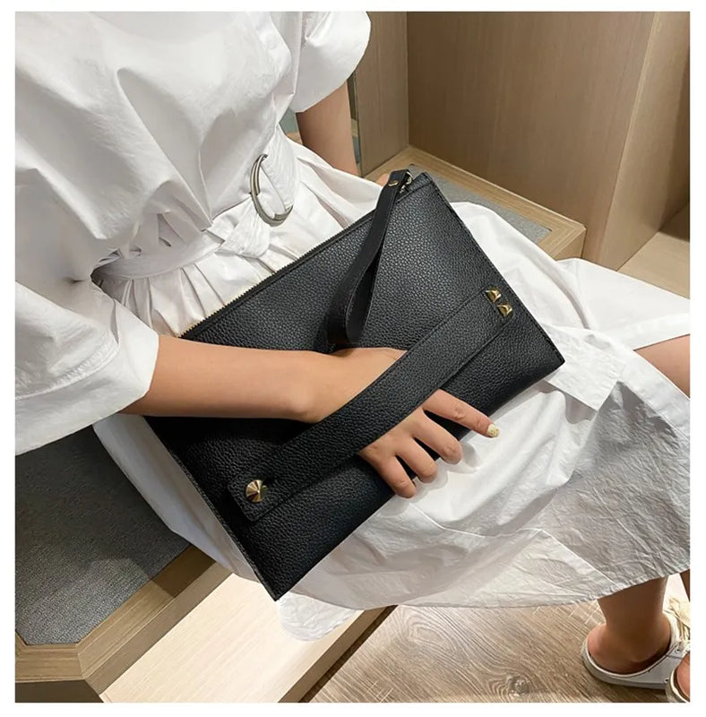 Leather Envelope Clutch Bag for Women