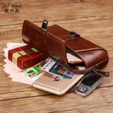 Men's Small Leather Fanny Pack Vertical Multi-functional Mini Vintage Cowhide