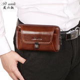 Men's Small Leather Fanny Pack Vertical Multi-functional Mini Vintage Cowhide