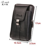 Men's Small Leather Fanny Pack Vertical Multi-functional Mini Vintage Cowhide