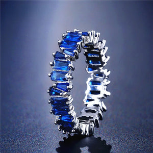 Multicolor CZ Baguette Wedding Rings