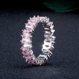Multicolor CZ Baguette Wedding Rings