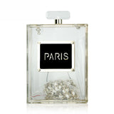 Silver Acrylic Perfume Bottle Clutch Crossbody Shoulder Bag