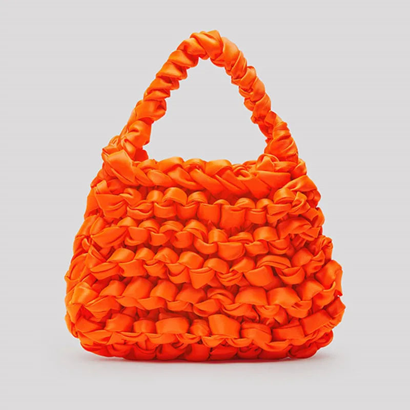 Silk Rope Knot Woven Bag Evening Clutch Beach Handbag