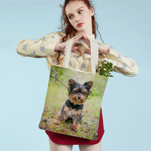 Yorkshire Dog Canvas Lady Shopping Handbag Reusable Pet Animal Tote Bag