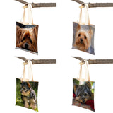 Yorkshire Dog Canvas Lady Shopping Handbag Reusable Pet Animal Tote Bag