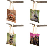 Yorkshire Dog Canvas Lady Shopping Handbag Reusable Pet Animal Tote Bag