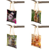Yorkshire Dog Canvas Lady Shopping Handbag Reusable Pet Animal Tote Bag