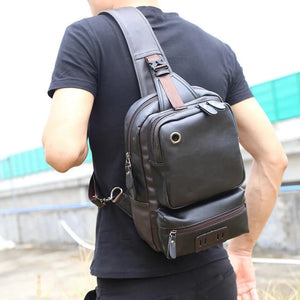 Casual Crossbody Bag Vintage PU Leather Men Chest Backbag